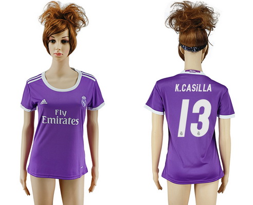 2016-17 Real Madrid #13 K.CASILLA Away Soccer Women's Purple AAA+ Shirt