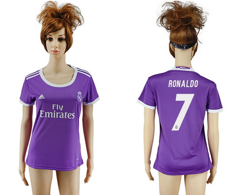 2016-17 Real Madrid #7 RONALDO Away Soccer Women's Purple AAA+ Shirt