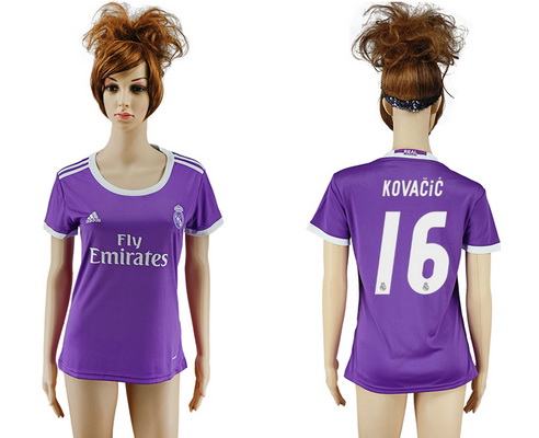 2016-17 Real Madrid #16 KOVACIC Away Soccer Women's Purple AAA+ Shirt