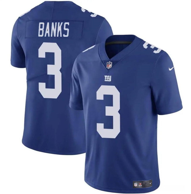 Men's New York Giants #3 Deonte Banks Blue Vapor Untouchable Limited Football Stitched Jersey